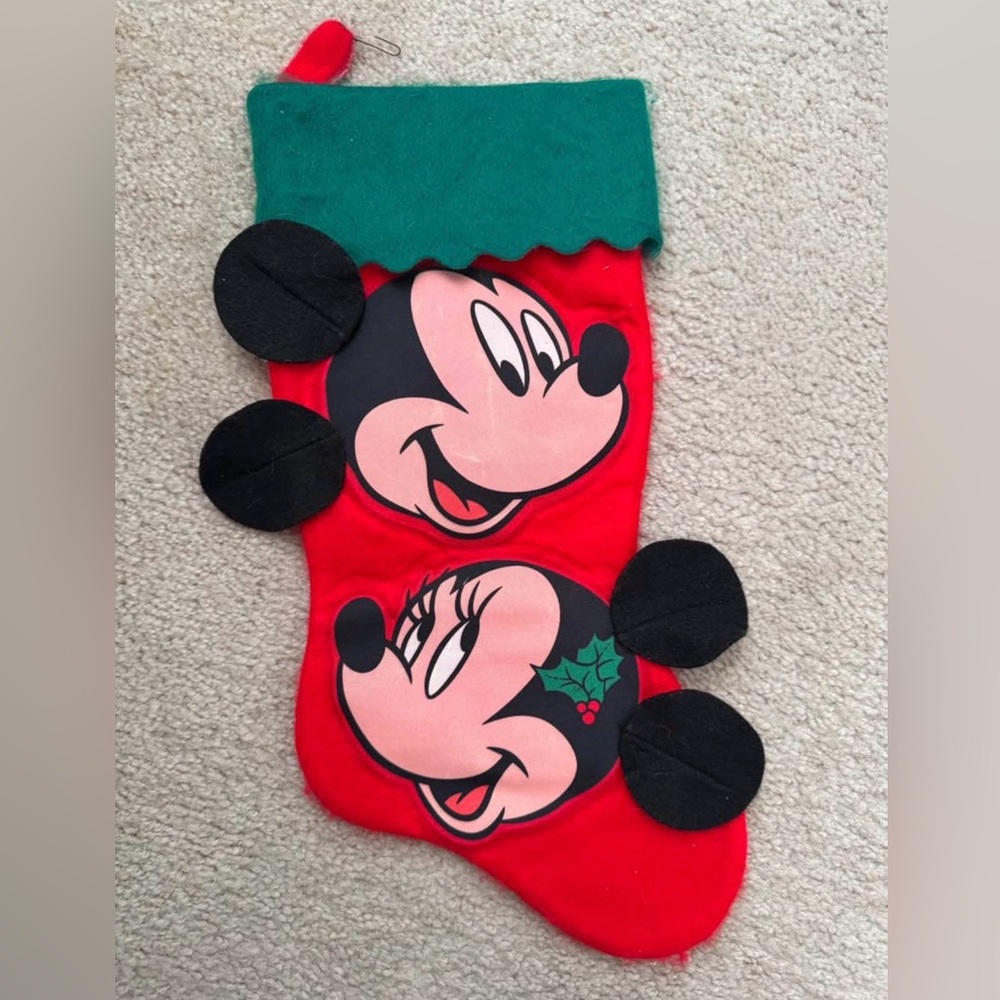 Disney Vintage 90s Christmas Stocking with Mickey and Minnie Mouse